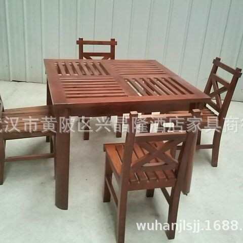 户外餐桌实木桌椅套装 厂家批发户外实木桌椅适合餐厅使用