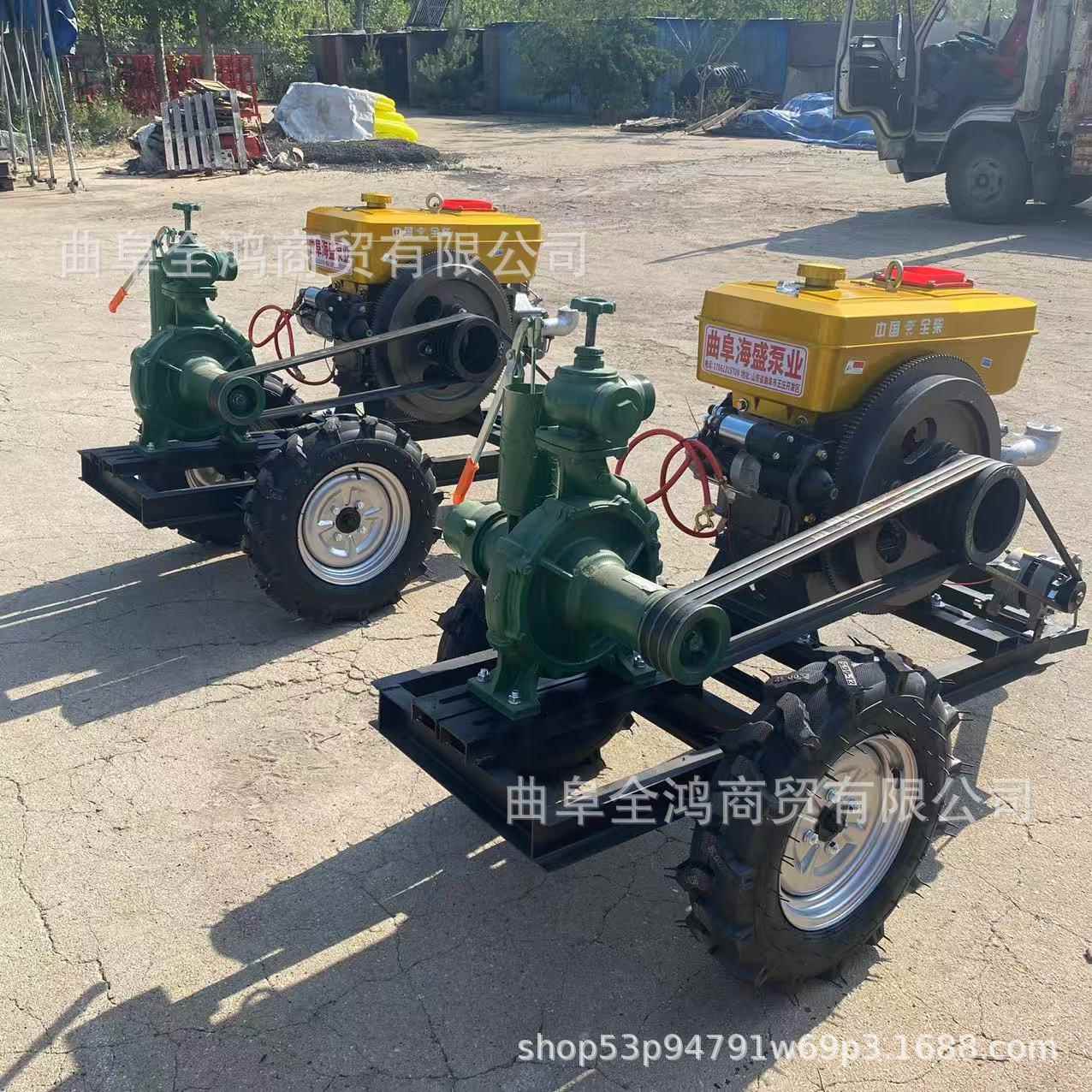 4寸大叶轮高压泵柴油拖车水泵机组扬程140米带喷枪远距离浇地抽水