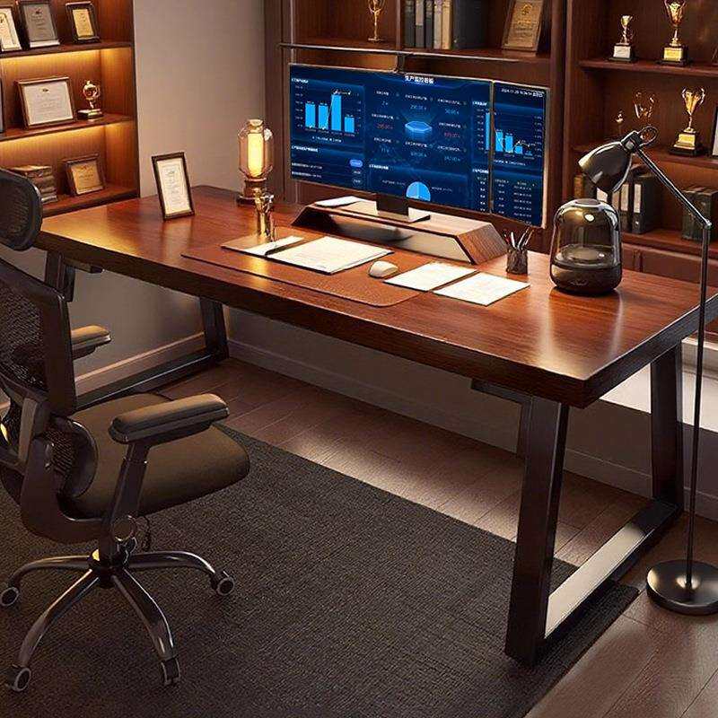 台式电脑桌书房家用电竞桌可夹机械臂可放主机成人办公桌子工作台