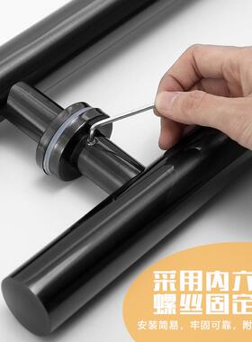 玻璃门拉手圆管不锈钢大门把手电镀封釉无指纹玫瑰钛金黑钛哑黑色