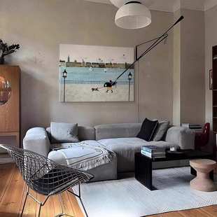 人物版感高级喷绘横抽象艺术清新蓝色床头装饰画客厅卧室油画北欧