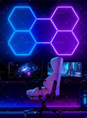 电竞房RGB幻彩灯蜂窝灯氛围灯智能声控感应蜂窝壁灯夜灯蜂窝灯