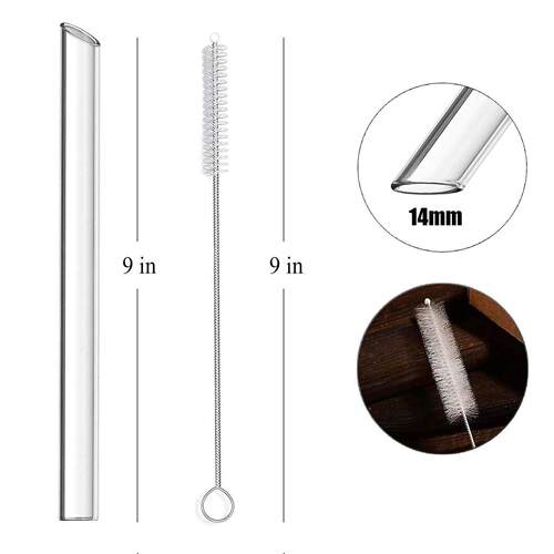 Reusable Glass Boba Straws, 14mm Extra Wide Clear Smoothie S