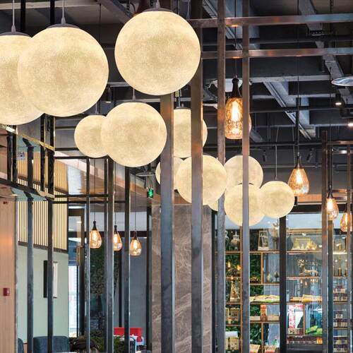 月球灯星球大号北欧艺术卧室圆球饭厅灯店铺创意吧台球形月亮吊灯
