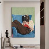 抽象文艺人物客厅装 饰画小众艺术手绘油画玄关走廊过道挂画无边框