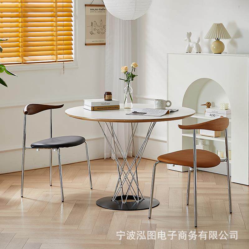 洽谈凳子书桌用铁艺牛角椅创意餐椅家用餐厅靠背椅子电镀脚轻奢风