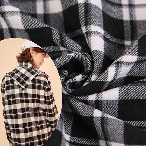 TR阳粘四面弹 连衣裙服装格子衬衫面料 斜纹拉毛四面弹格子布