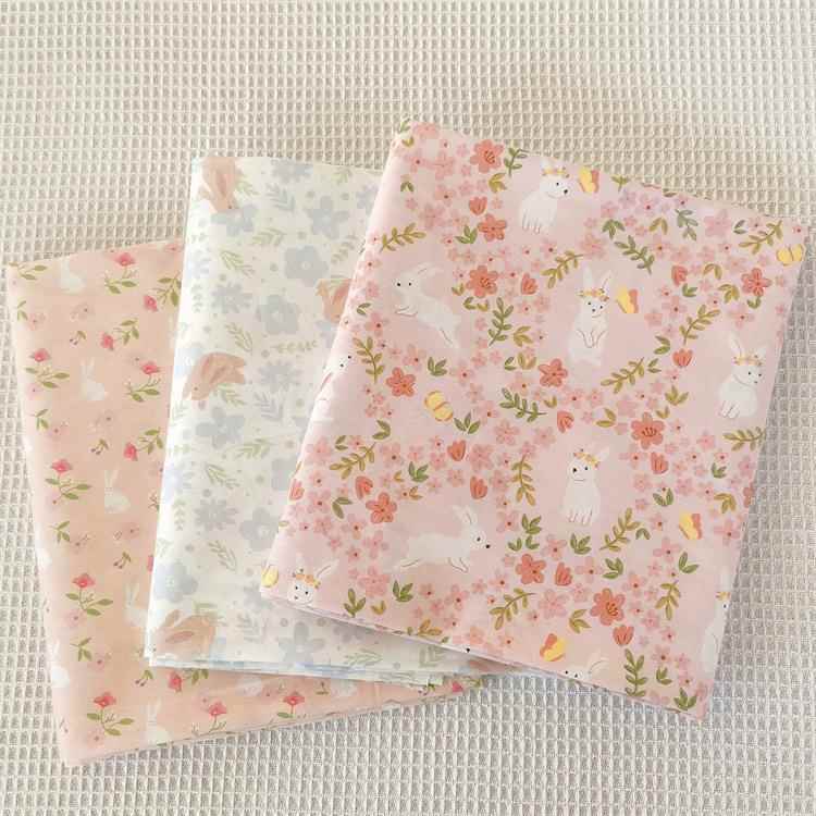 2.35门幅小清新可爱卡通兔子纯棉斜纹面料全棉床品家居服布料