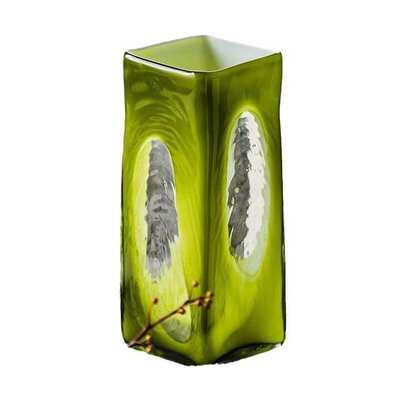新中式中古风侘寂风橄榄绿带透明窗口设计感小众艺术高级琉璃花瓶
