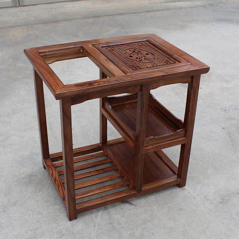 老榆木实木茶水柜烧水壶一体置物架新中式茶道桌家用烧水台茶几桌