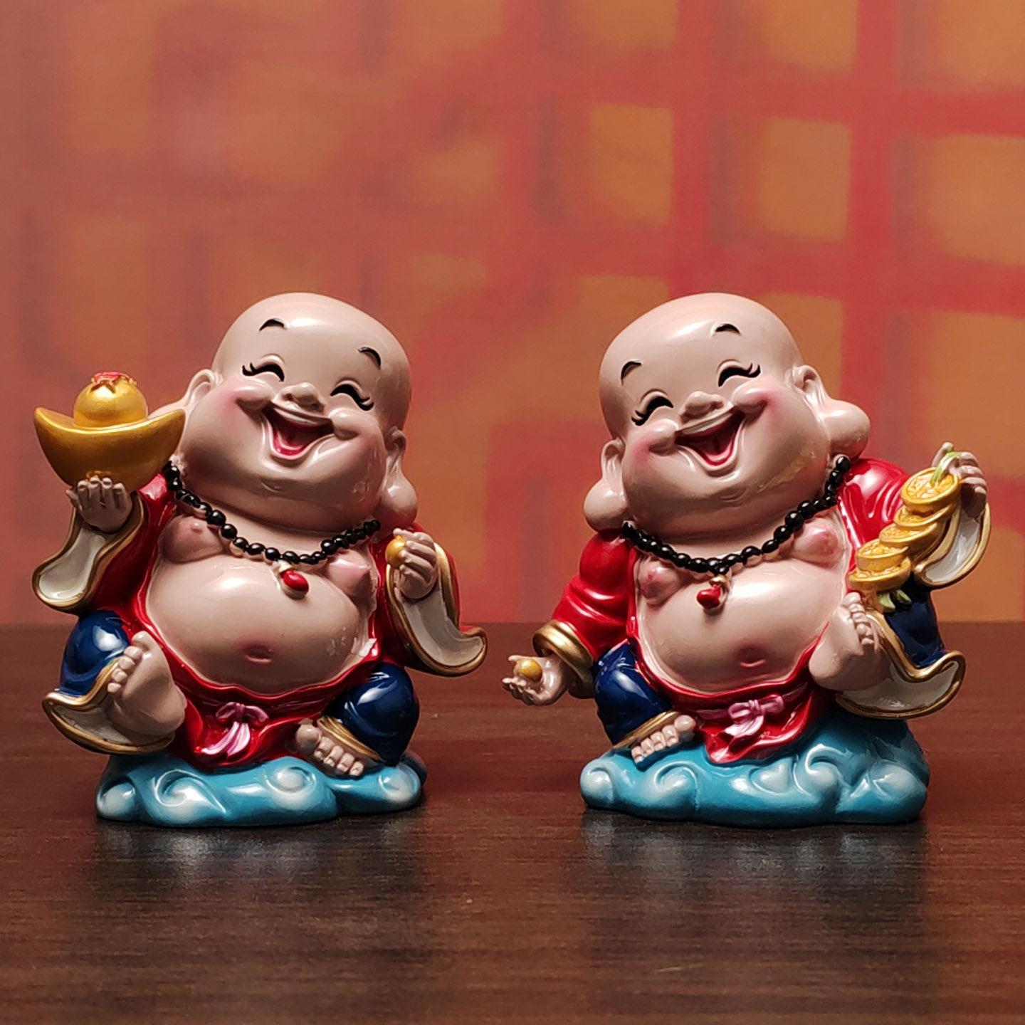 招财可爱笑佛大肚弥勒佛小摆件家用客厅汽车车载保平安佛像装饰品