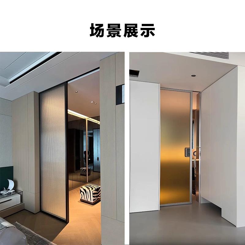 半自动按弹口袋门滑轨导轨缓冲推拉移门轨道吊滑轮铝木门五金配件