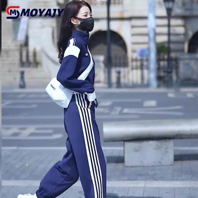 MOYAJY时尚运动两件套女修身显瘦立领卫衣棉质长袖2025秋季新款