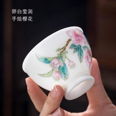 妙莲天香樱庄瓷晓明老师手绘《雪飘香》人杯送礼主高档陶茶D45-15