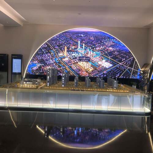 酒店室内全彩LED显示屏售楼处高清展示屏圆弧绚丽创意显示屏