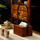 批发竹制手提式 收纳摆件客厅实木餐巾 抽纸盒创意福禄纸巾盒新中式