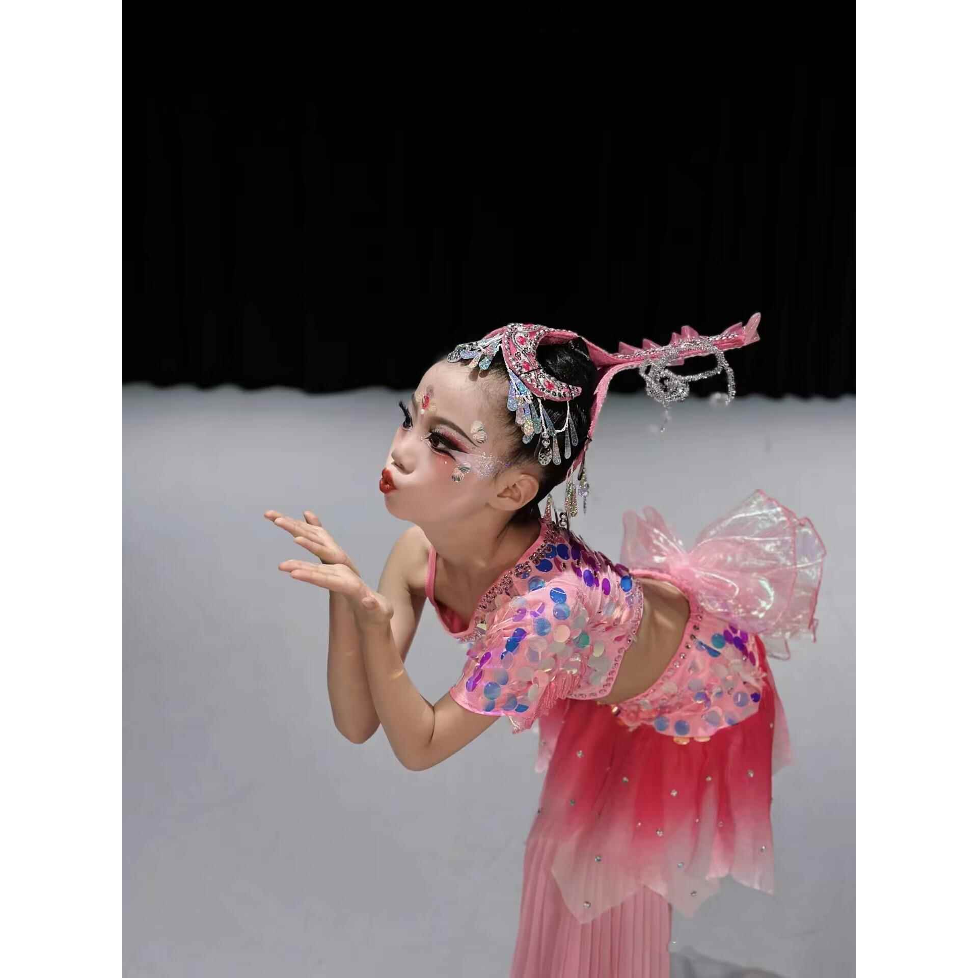 正品鱼唧儿舞欢蹈服儿傣族舞古典肚皮舞唧鱼童儿跃演出服鱼儿歌服