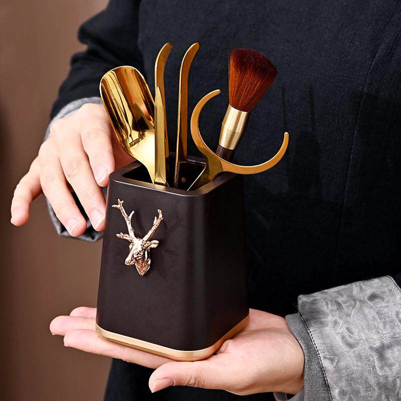 电木茶道六君子套装泡茶工具大全收纳笔筒茶筒办公室用品茶具配件