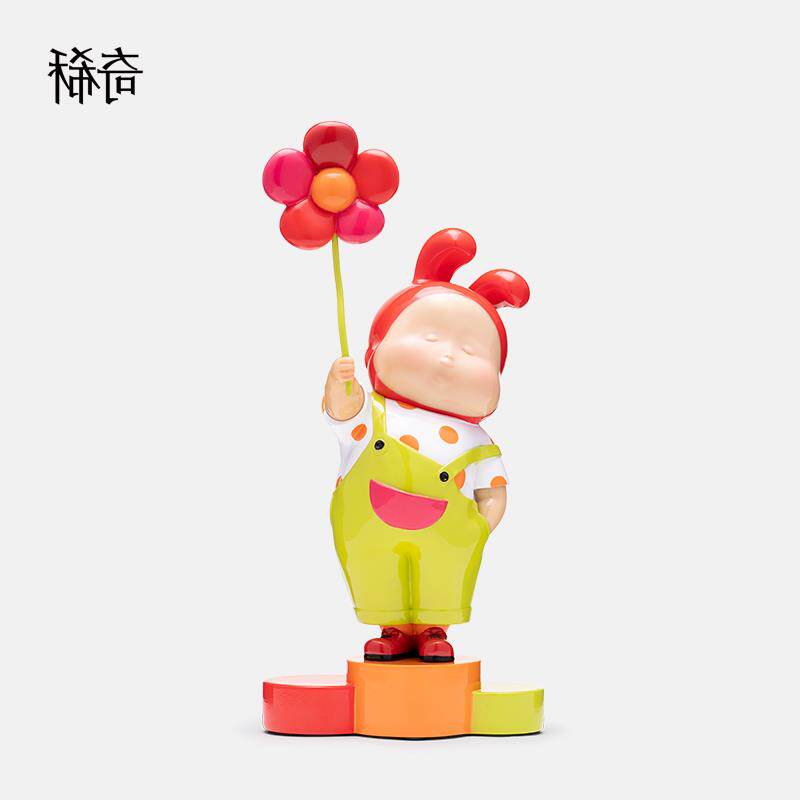 稀奇艺术《送你一朵小红花》收藏级创意轻奢桌面玄关雕塑升迁礼物