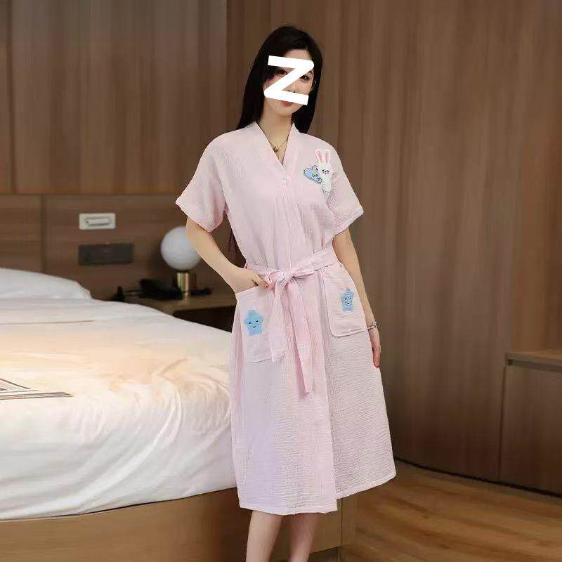 025纯棉纱布2浴巾女童士儿大人亲子可穿裹全棉水吸速干RPS浴袍夏