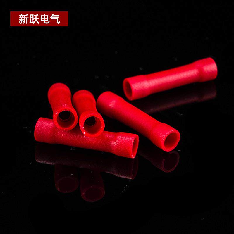 厂家直供bv1.25全绝缘中间接头长型红色中间管套管冷压接线端子