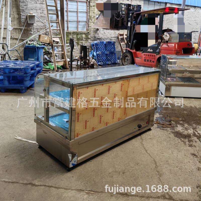 商用不锈钢加热保温售饭台移动快餐车多格玻璃罩大盒加热酒店工厂