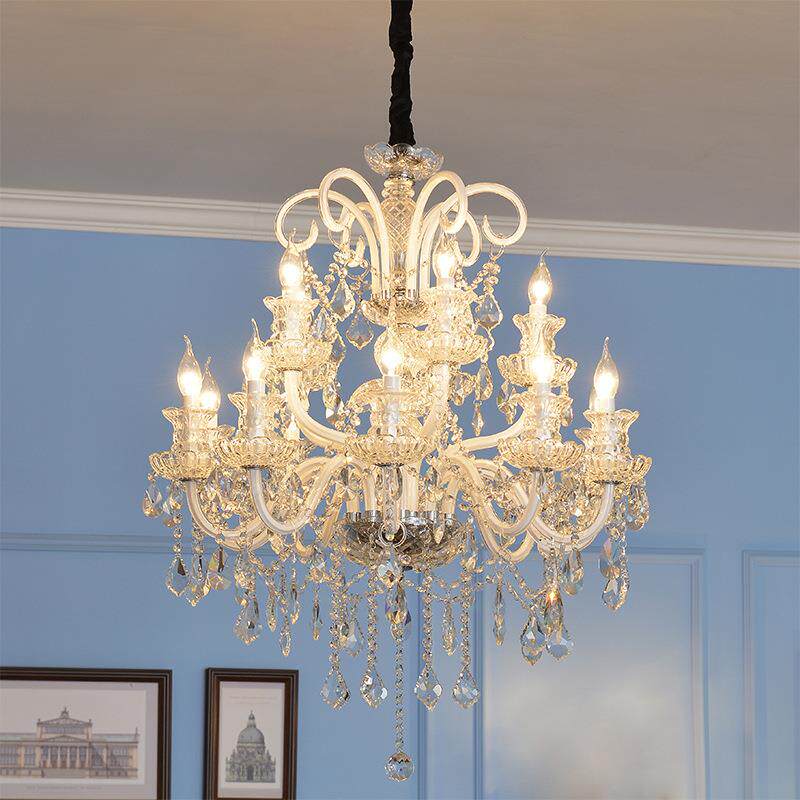 欧式客厅水晶灯厅卧室吊灯餐华大别79墅楼梯间酒奢店大厅气灯蜡烛