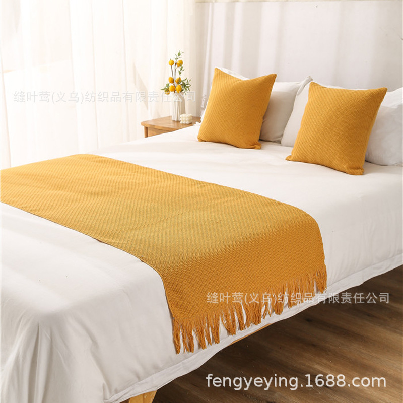 ins纯色流苏民宿主题酒店床旗