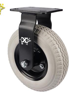 厂家 重型8寸PU发泡固定轮 实心免充气轮 聚氨酯手推车工具车脚轮