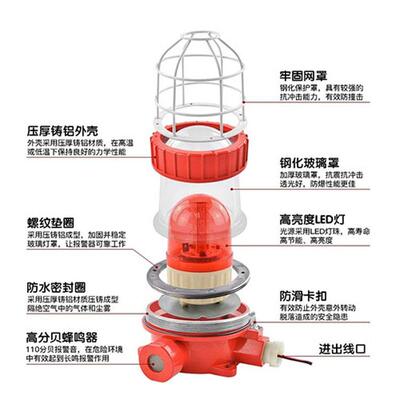 防爆声光报警器YS-BBJ-8W钢化玻璃罩 安全防护小型专用设备厂家