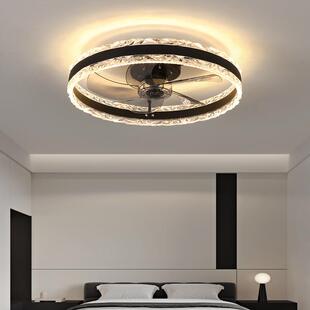 新款卧室风扇灯餐厅灯水晶吸顶灯现代简约创意轻奢北欧吊扇灯