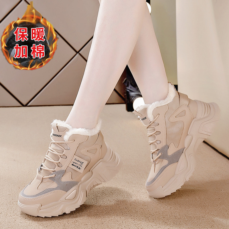 运动鞋雪地靴厚绒老爹增高棉鞋