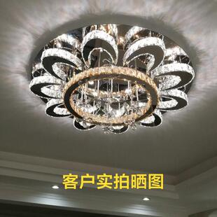 不锈钢水晶吸顶灯led圆形水晶灯客厅卧室吸顶灯简约餐厅灯跨境