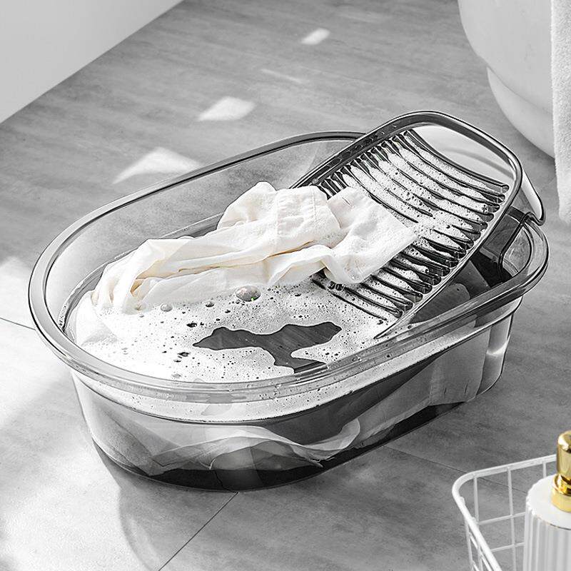 大号洗衣盆 半圆形搓衣板阳台家用带搓板学生宿舍塑料加厚搓衣盆