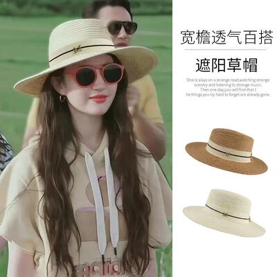 夏天帽子女款防晒遮阳帽子女款2026新款夏季户外旅游平顶帽子女编