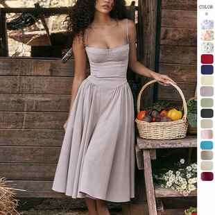 Dress Womens Elegant Wedding Summer Plain Backless Cami