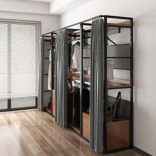 衣架艺式步入衣开放式衣帽实木挂衣物架架落地柜架铁卧室置间金属