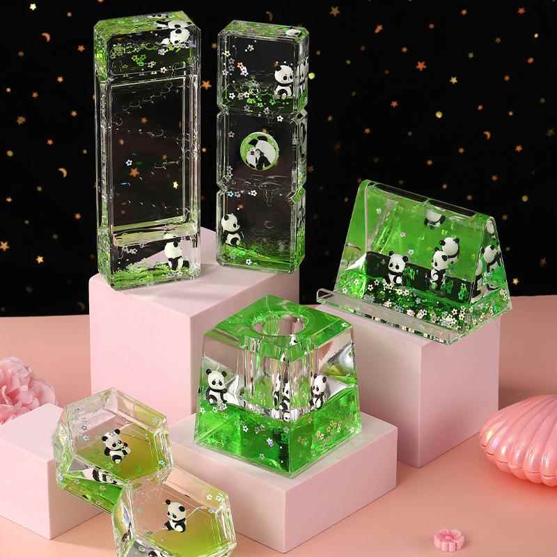 创意摆件熊猫减压油漏沙漏情绪稳定桌面油滴计时器儿童礼物玩具