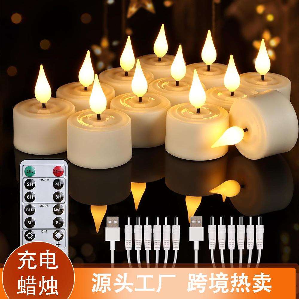 跨境LED蜡烛灯遥控电子蜡烛仿真塑料节日氛围装饰水滴头茶蜡烛