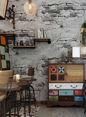 砖纹墙纸砖块砖头复古怀旧灰色水泥砖墙工业风loft仿古背景墙壁纸