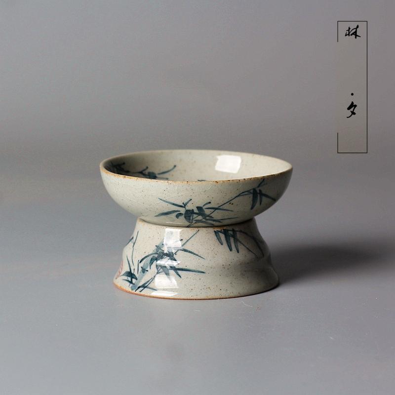 林夕复古茶滤过滤泡茶器手绘茶滤功夫茶道零配手工粗陶过滤网