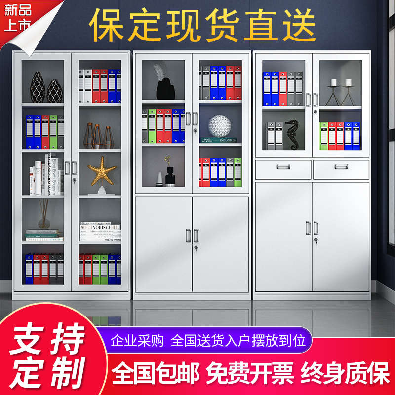 保定钢制办公室文件柜铁皮柜档案资料柜带锁财务凭证柜矮柜收纳柜