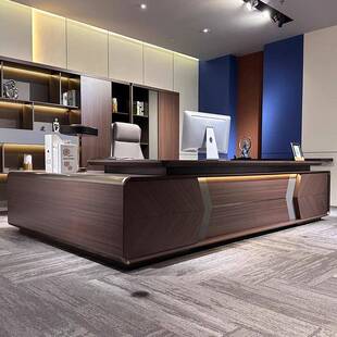 高档时尚老板桌大班台简约现代总裁桌商务董事长办公室经理桌带灯