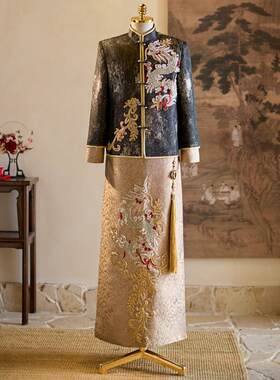 男士秀禾服新郎2025新款中式结婚礼服唐装龙凤褂大码接亲婚服秀和