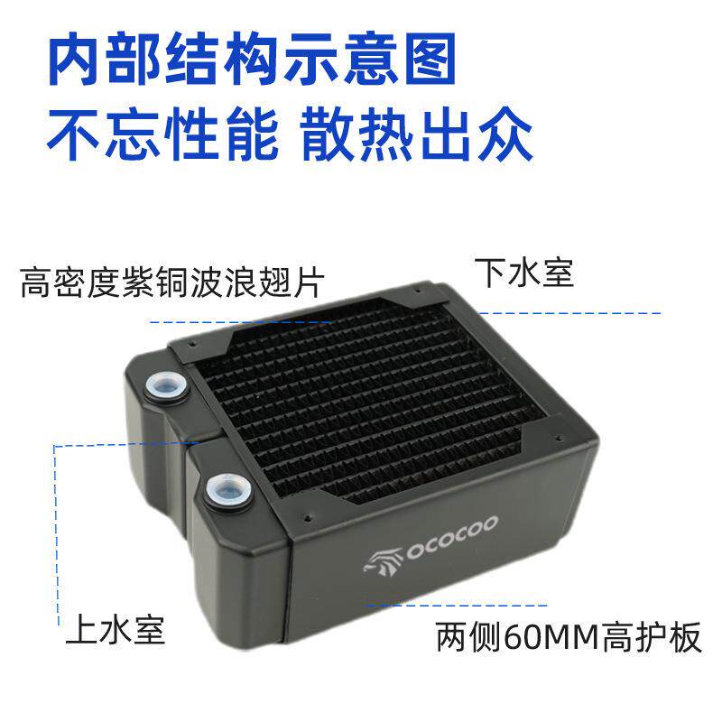 盈博120铜排60MM厚 水冷排散热排三层水道服务器台式电脑机散热器