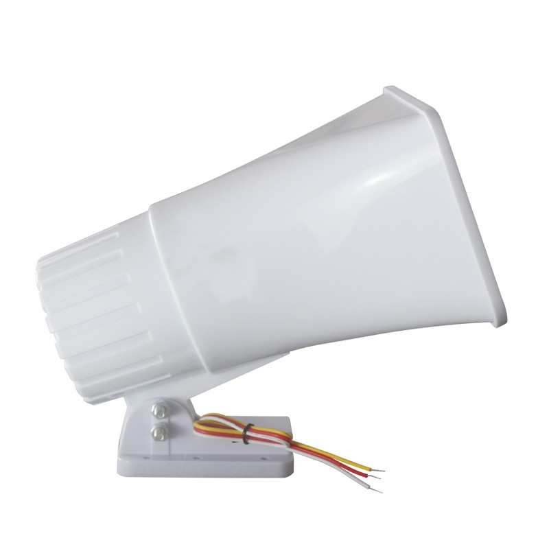 白色高音大喇叭12V30W大功率报警喇叭 室外150分贝高音喇叭报警器