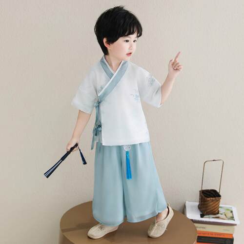 汉服男童2026新款夏季中国风短袖唐装高端古装中式儿童演出服套装
