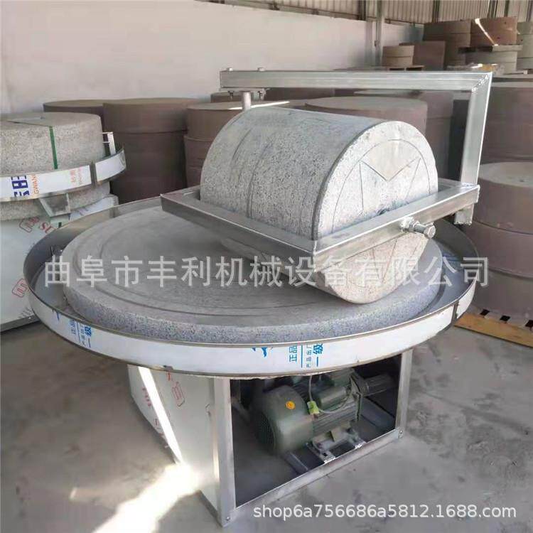 家用手推石碾子 景区观赏石碾 低速研磨单辊双辊电动石碾子