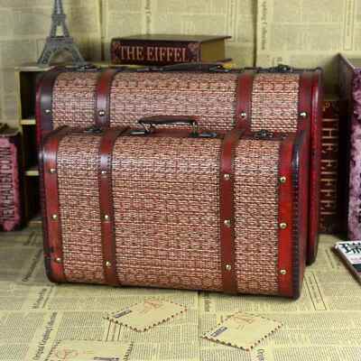 厂直仿销古22101手提箱老式复古箱家拍摄具二件套古典道装饰