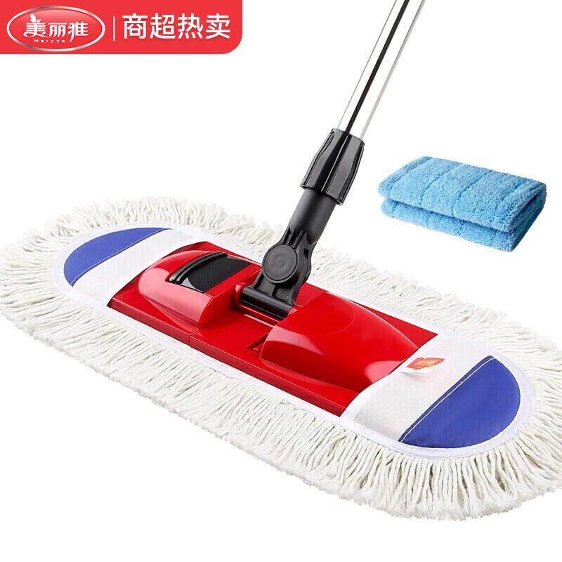 美丽雅平板拖把棉线不锈钢地拖尘推家用超细纤维墩布拖布百货